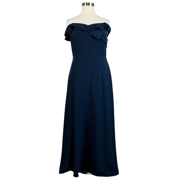 Adrianna Papell Women's Formal Dress Size 18 Blue Off the Shoulder Ruffle A-Line - Picture 1 of 12